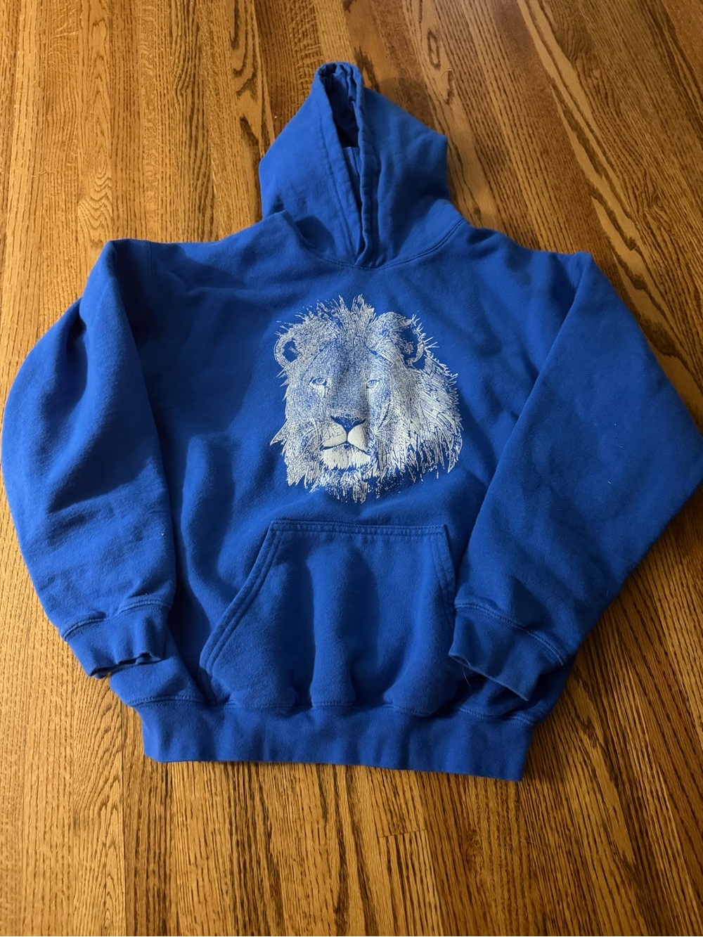 Tultex Royal Blue Kids Hoodie with White Lion Graphic